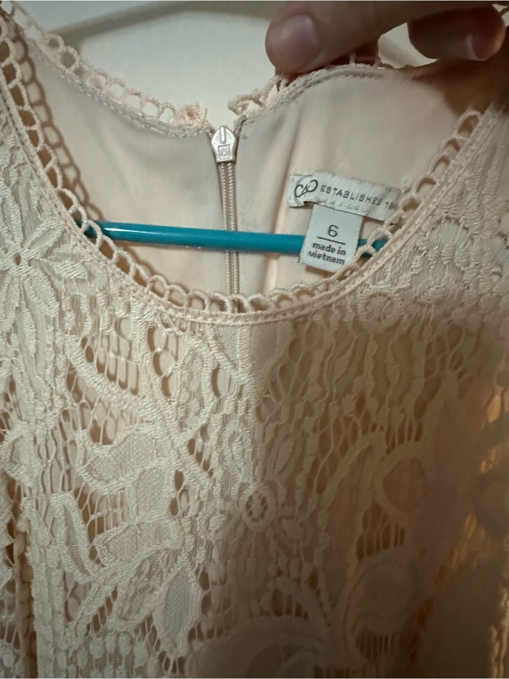 Elegant Apricot Lace Midi Dress - Picture 3 of 3